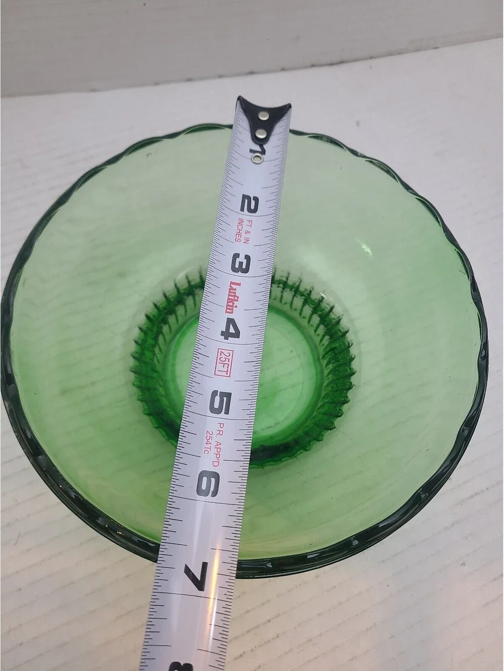 E.O. Brody Company Vintage Green Glass Pedestal Bowl Model M2000